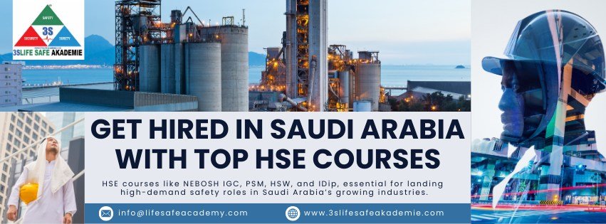 Banner image promoting HSE courses for job opportunities in Saudi Arabia